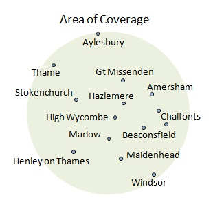 Area Served by PDS Aerial and AV Systems - 25 mile radius of Marlow and High Wycombe, Buckinghamshire. Includes Amersham, Aylesbury, Beaconsfield, Chalfont St Giles, Chalfont St Peter, Gerrards Cross, Gt Missenden, Hazlemere, Henley on Thames, High Wycombe, Holmer Green, Maidenhead, Marlow, Prestwood, Thame, Windsor
